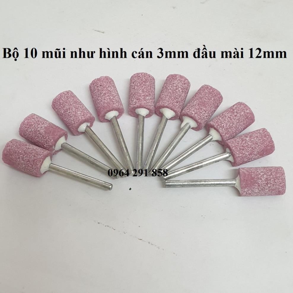 Mũi đá mài hình trụ cán 3mm đầu 12mm - đá mài mini