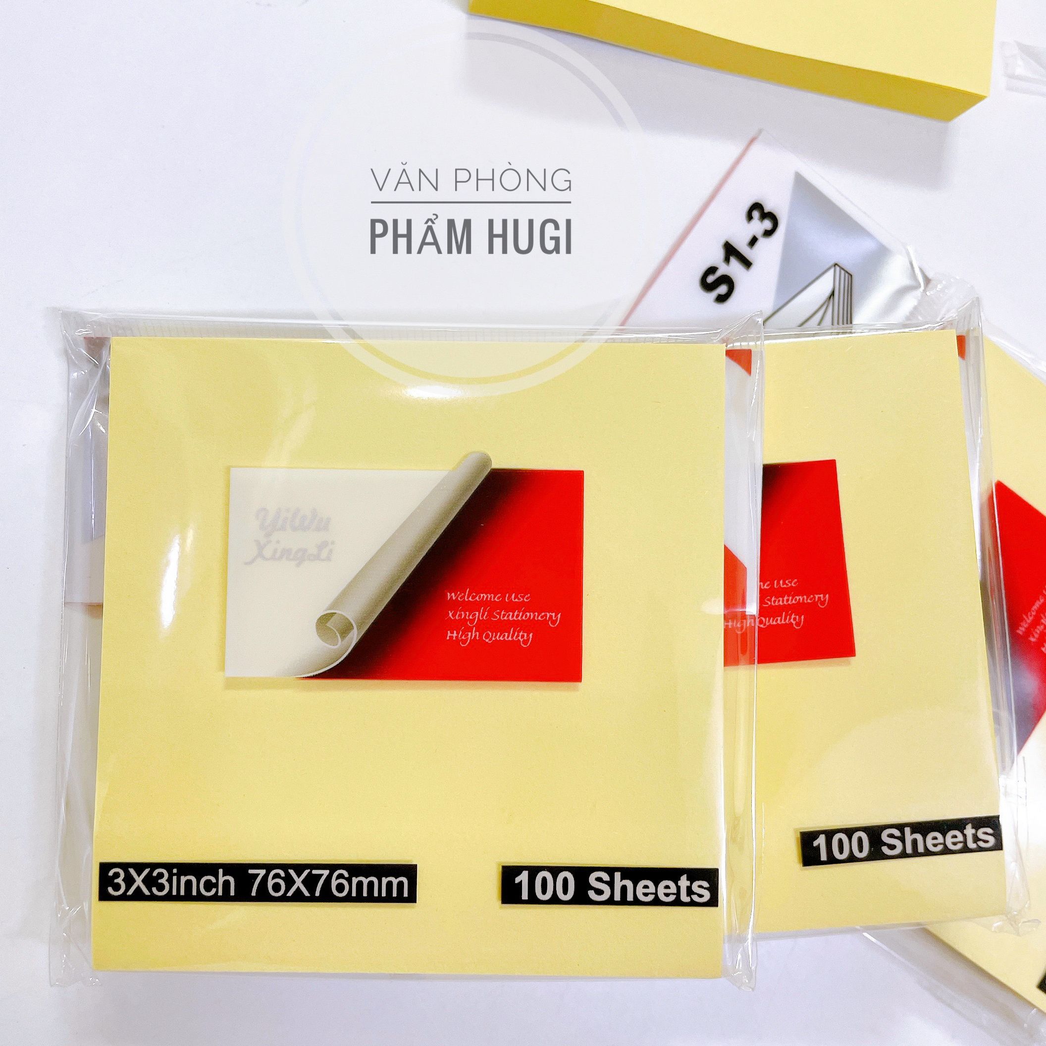 Giấy notes vàng hình vuông (76x76mm) xấp gồm 100 tờ
