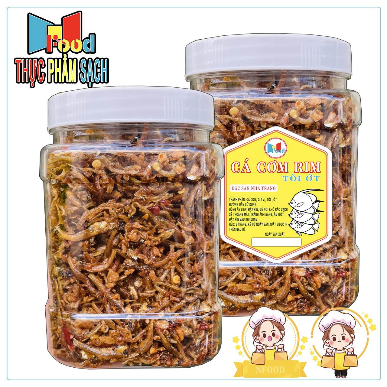 Cá Cơm Rim Tỏi ớt Lon 500gram