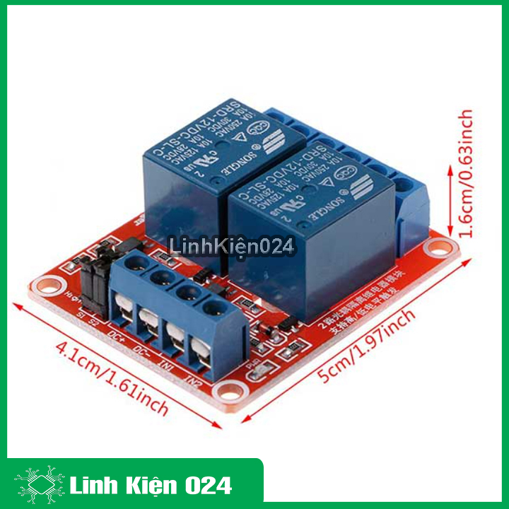 Module relay 2 kênh 12vdc high / low