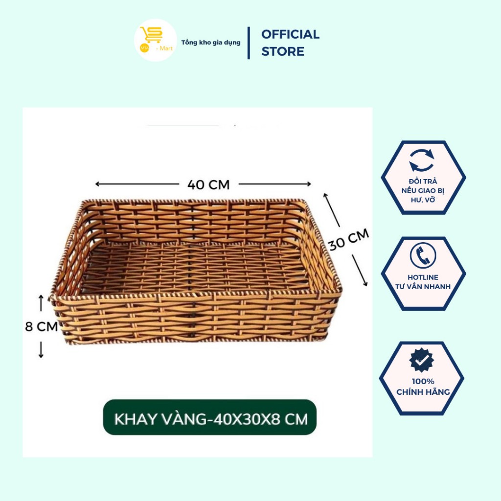 Rổ Đựng Gia Vị, Rổ Nhựa Đan Giả Mây Vuông - Chữ Nhật Nhiều Kích Thước Chất Liệu Bền Chắc Dày Dặn, Tiện Lợi, Mẫu Mã Đẹp | MTA-MART