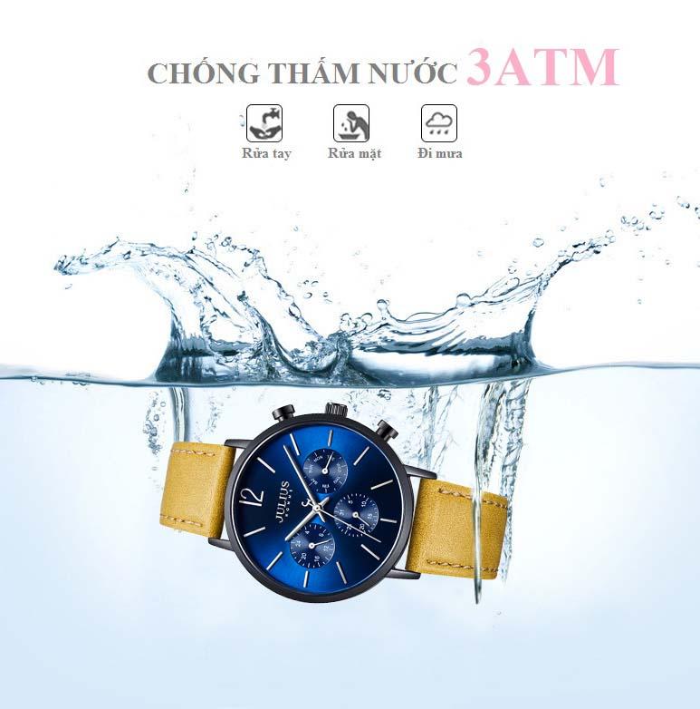 Đồng hồ nam Julius Hàn Quốc JAH-101C dây da (Vàng)