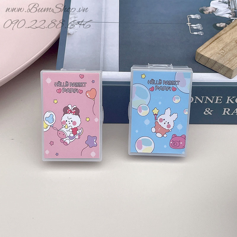 [HCM] Khay gương đựng lens thỏ bông mini siêu cưng