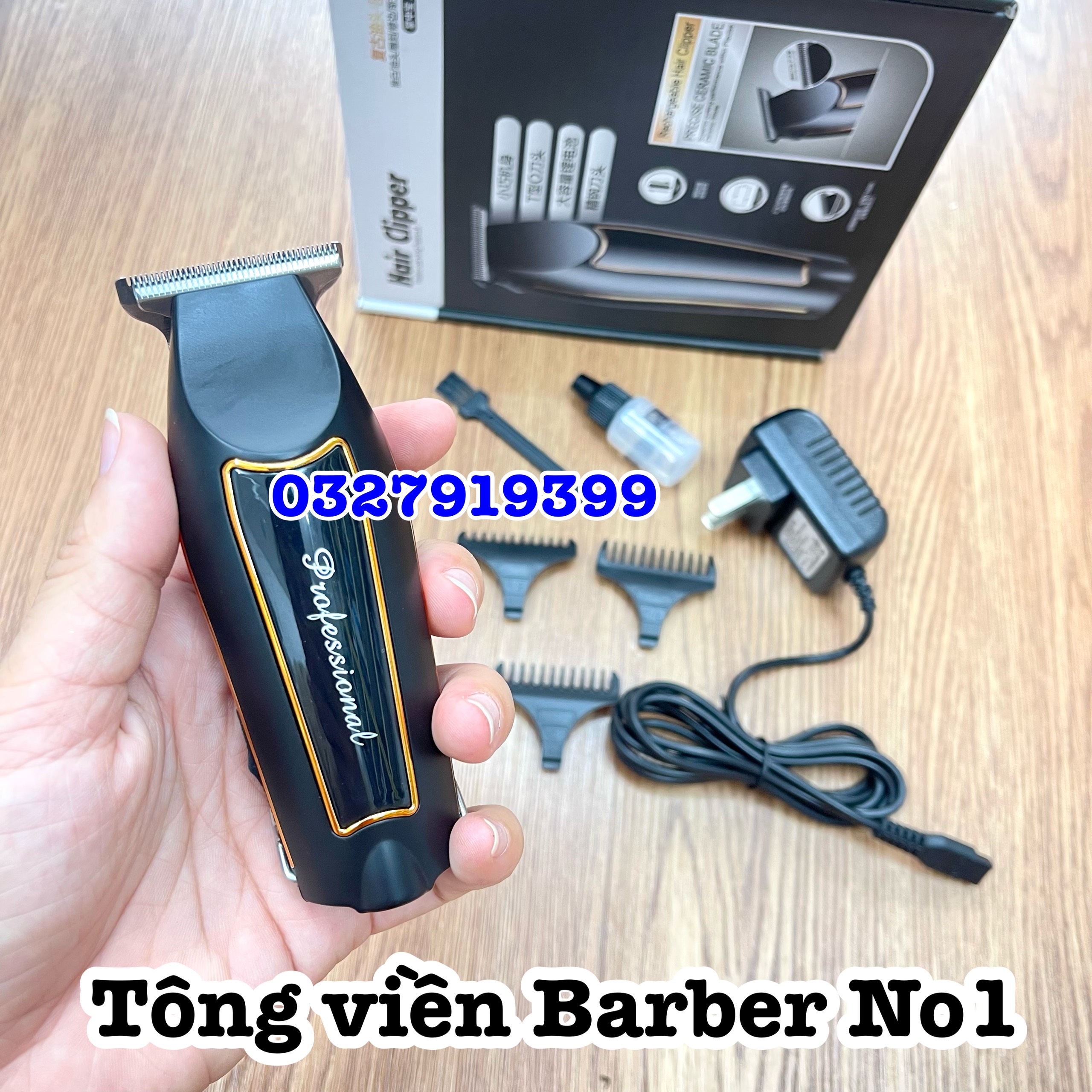 Phaeton Tông đơ cạo viền cao cấp Barber PHAETON NO 1 - Động cơ Turbo 2 tốc độ, lưỡi thép không gỉ, pin lithium 1000mAh, thời gian sử dụng 45-60 phút, thiết kế hiện đại, bảo hành 3 tháng