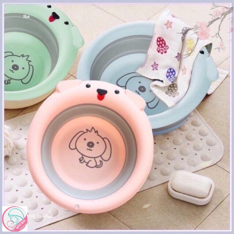 Chậu (thau) rửa mặt gấp gọn hình cún siêu cute cho bé