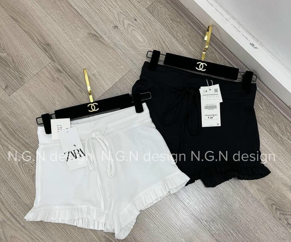 Quần short thun borip phối đùi bèo rút dây dễ thương ttkxa0137