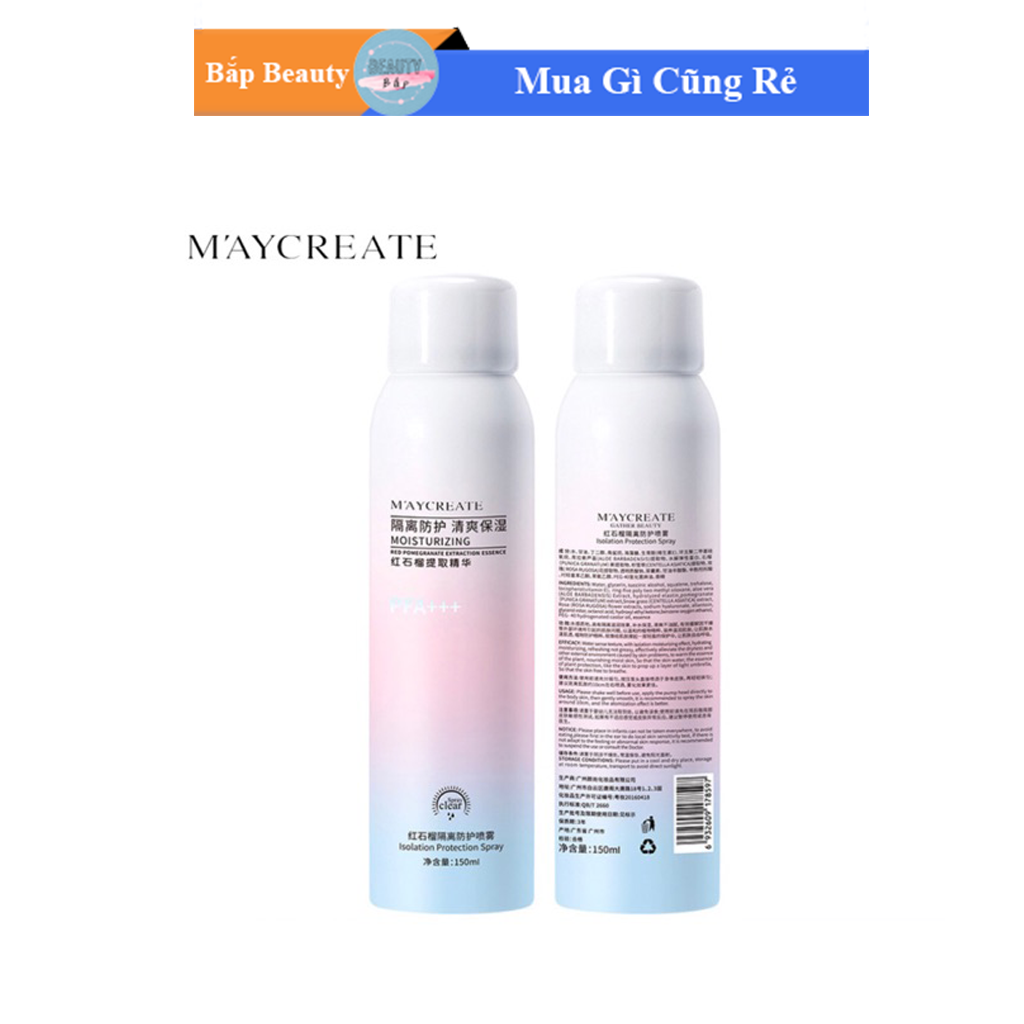 Xịt Chống Nắng Trắng Da Maycreate 150ml Spf35