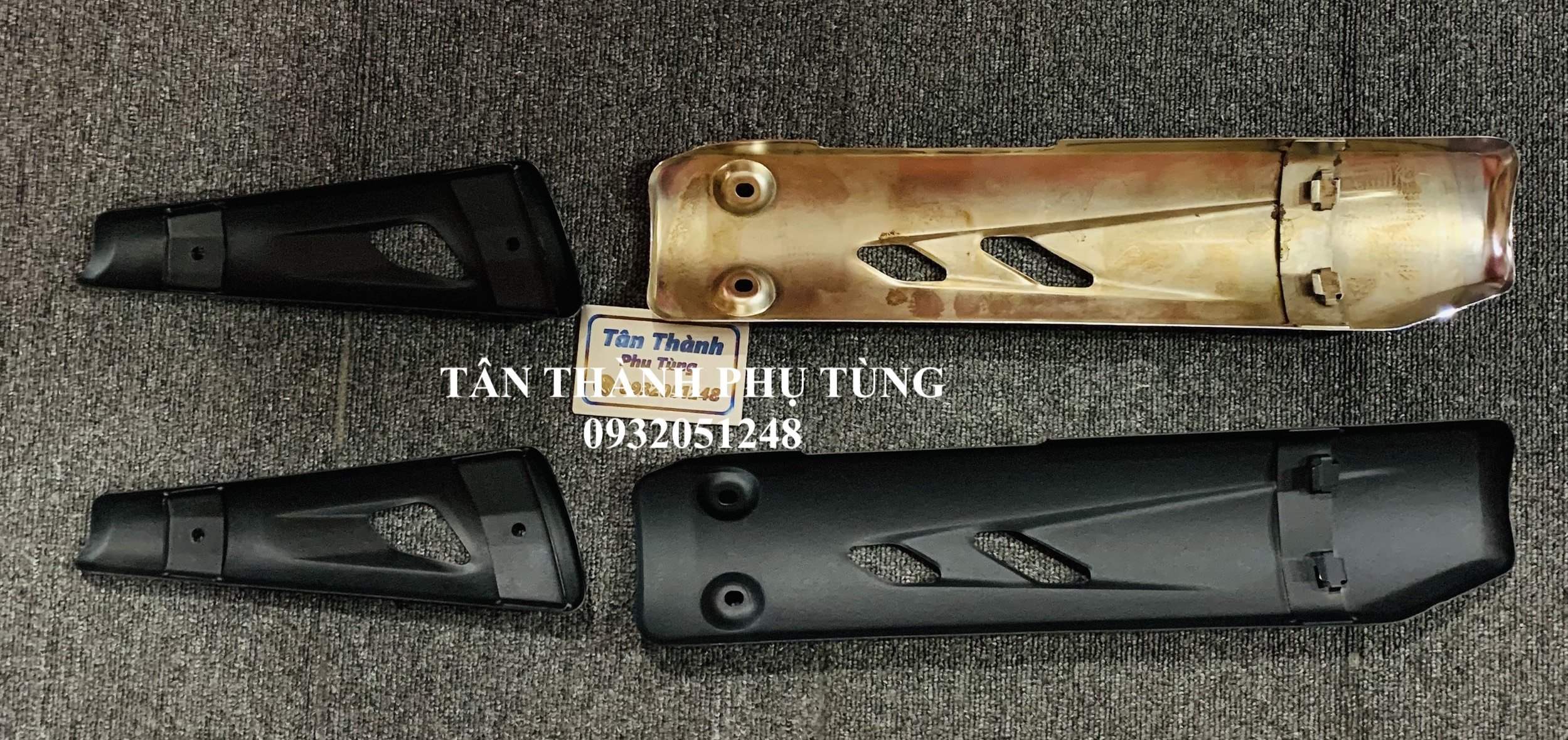 Ốp pô Exciter 2010 Inox, Inox sơn Đen ( 2 miếng)