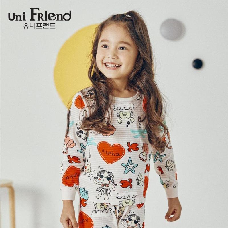 Nơi bán Đồ bộ mặc nhà bé gái Unifriend thun dài họa tiết đáng yêu U9SSTD05