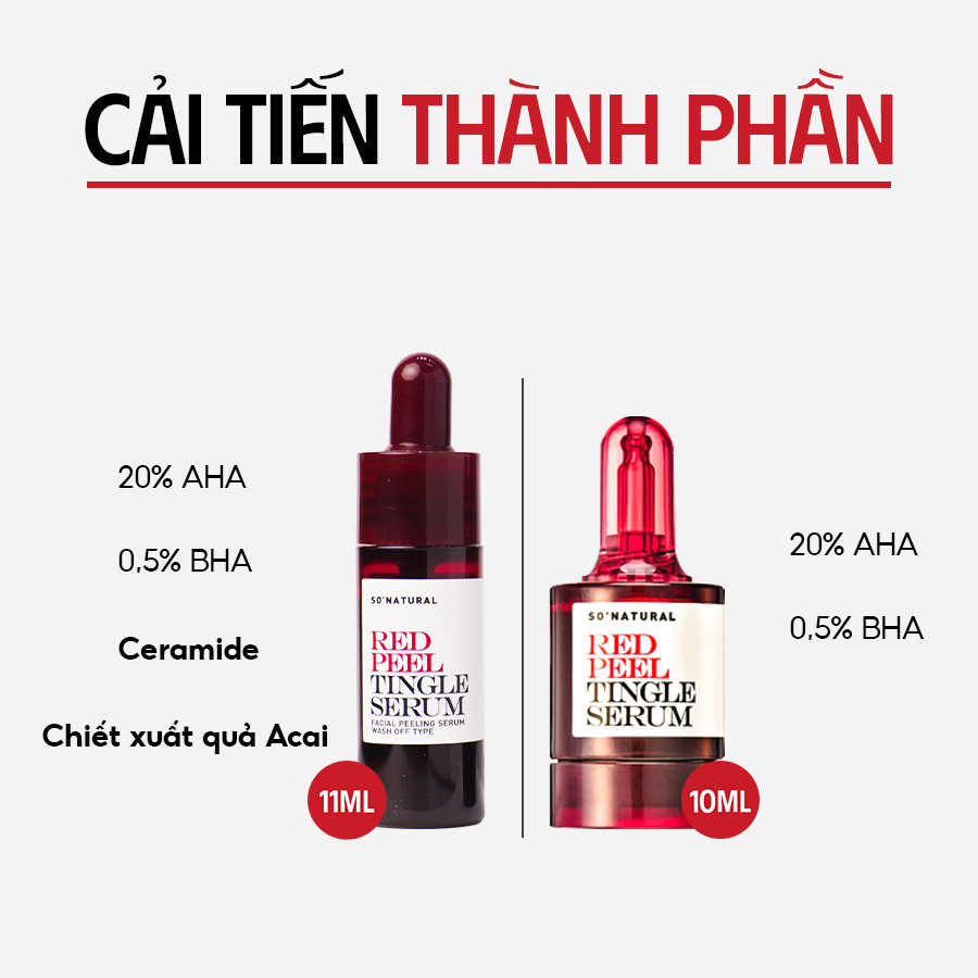Tinh chất peel da sinh học so’natural red peel tingle serum bản mini 11ml