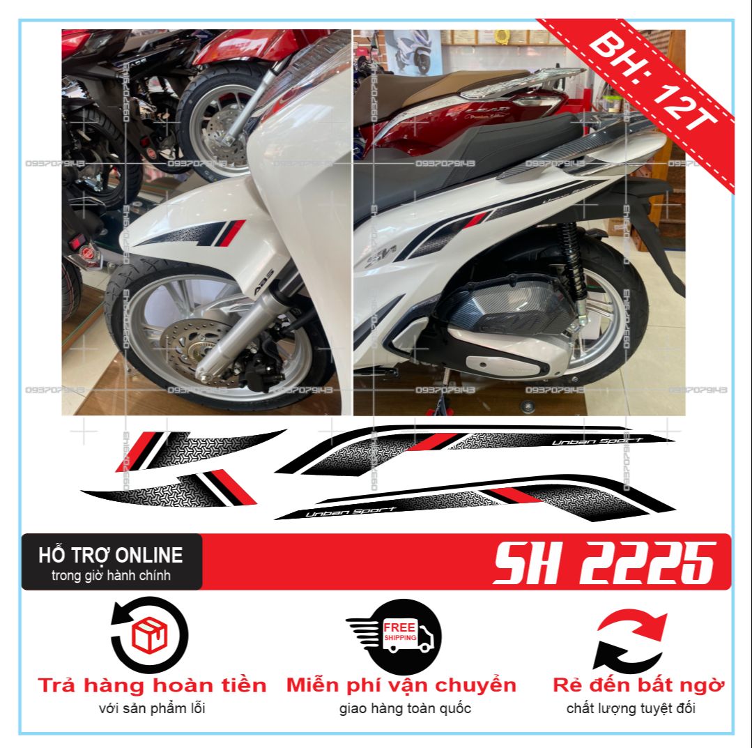 TEM RỜI SH 2020 ĐỎ ĐEN DÁN XE TRẮNG 1