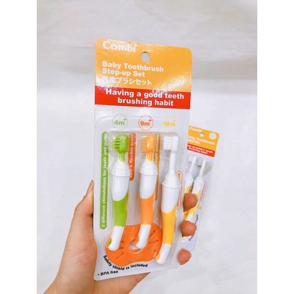 Bàn chải đánh răng cho bé Combi TE bước 1,2,3