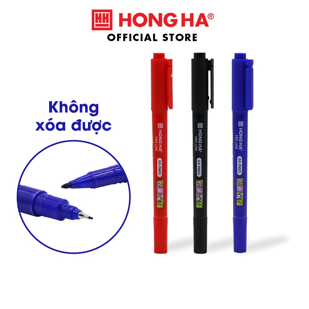Bút lông dầu không xóa được gx-pm02, 2 đầu bút - hồng hà 6669 .