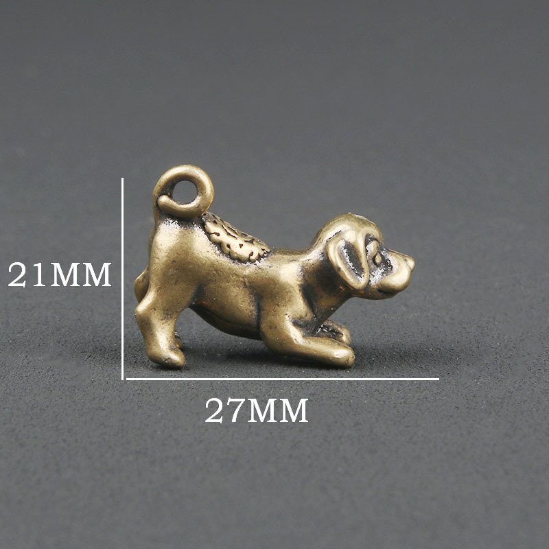 Tượng Nhỏ Bằng Đồng Hình Chó Con (Kích Thước: 3.0 x 2.2cm)