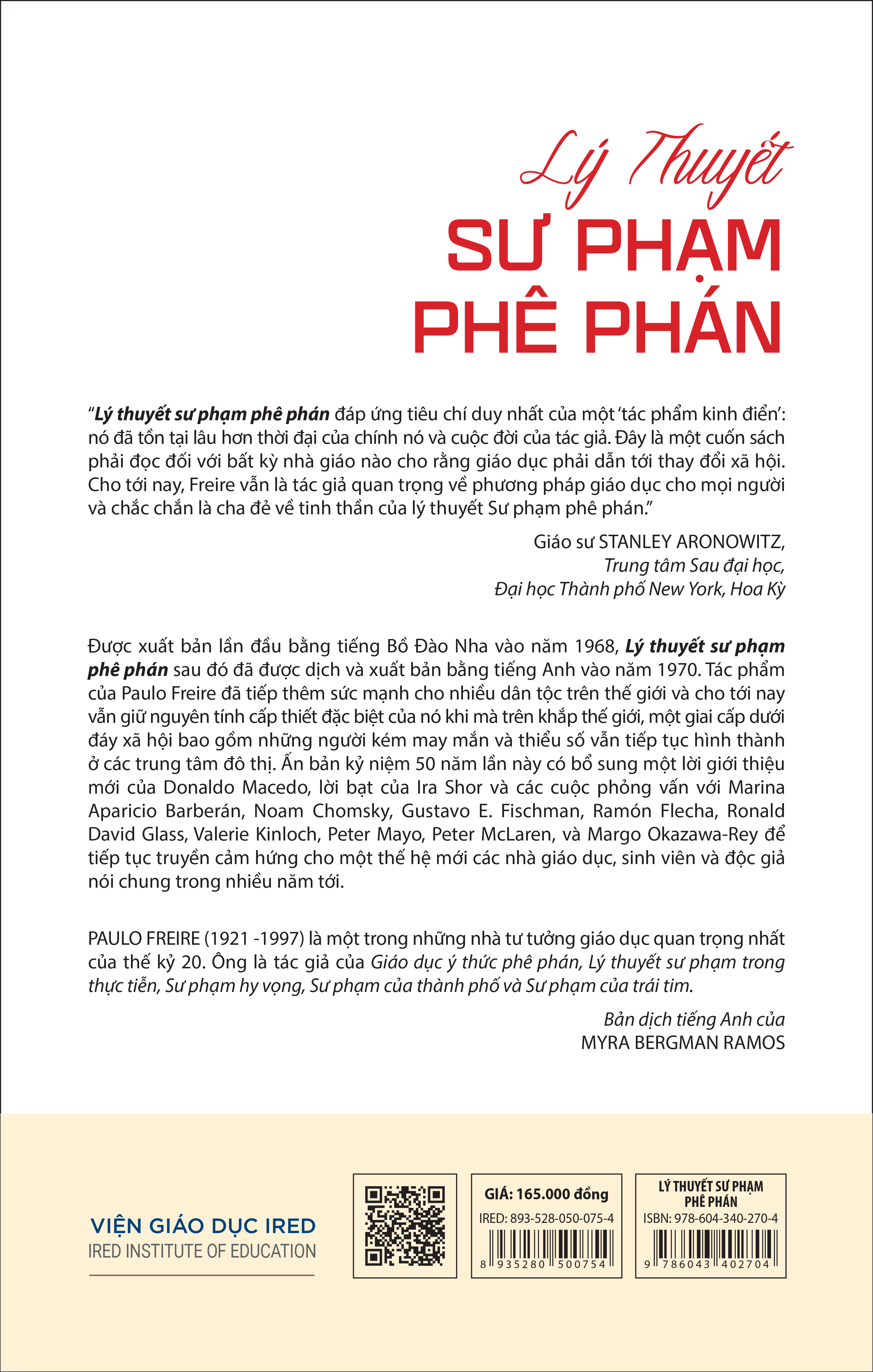 Sách - Lý Thuyết Sư Phạm Phê Phán (Pedagogy of the Oppressed) - Paulo Freire - IRED Books
