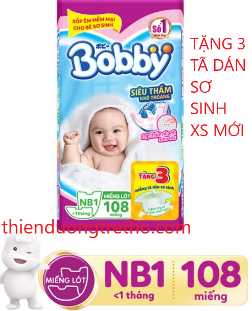 Miếng lót sơ sinh Bobby NewBorn1 NB1-108 miếng