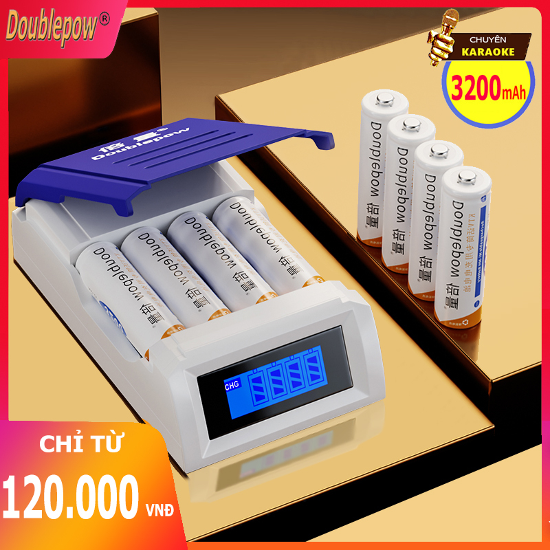 Bộ sạc thông minh K209 và pin KTV AA 3200mAh (pin chuyên dùng Micro - Karaoke) chính hãng Doublepow - (Có nhiều phân loại)
