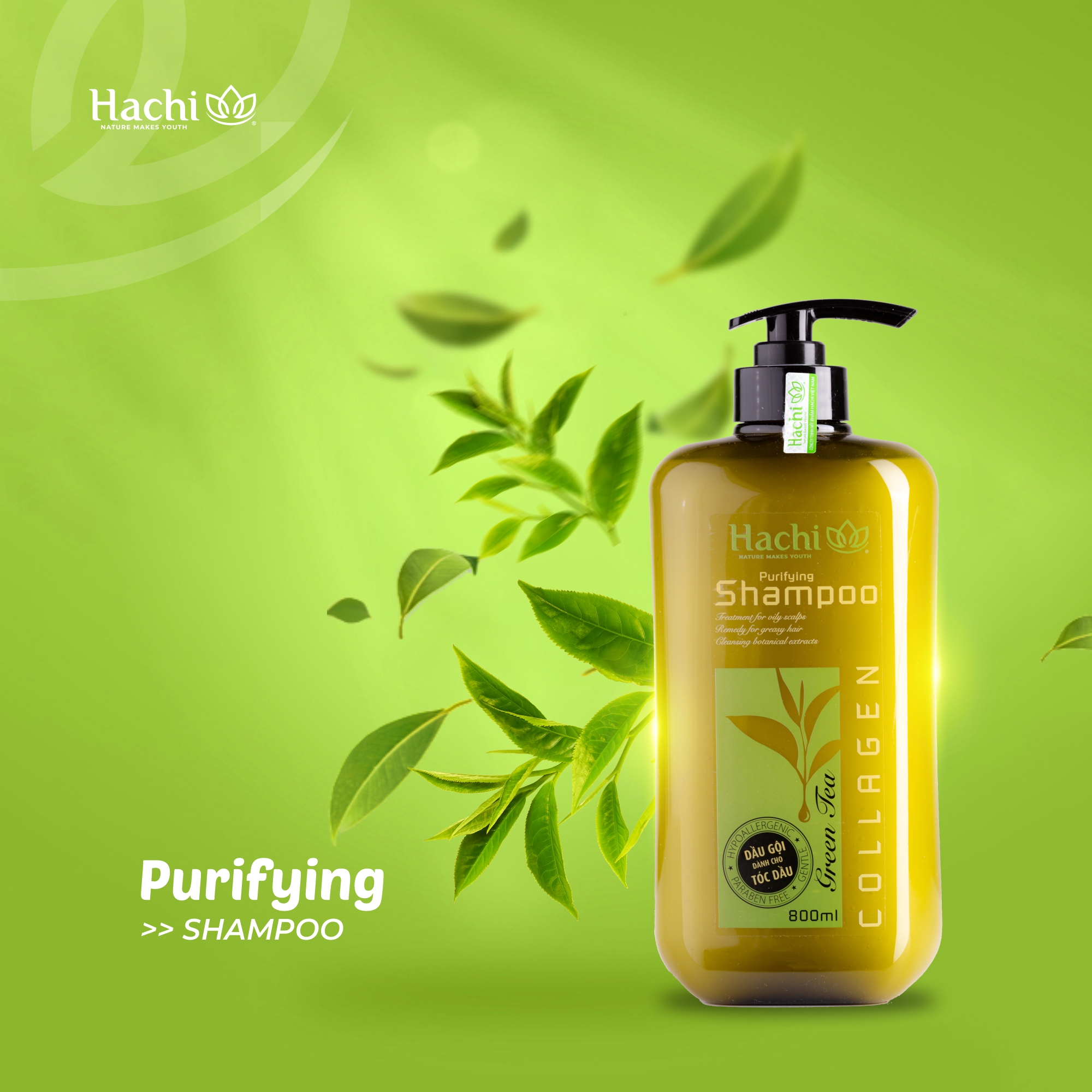 Dầu xả Trà Xanh Hachi Purifying cho tóc dầu bết