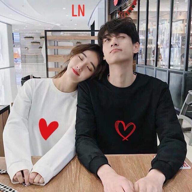 Siêu đẹp luôn- áo đôi hình tim ngực đen trắng cực đẹp áo đôi nam nữ, áo cặp nam nữ