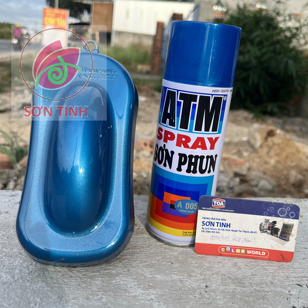 Sơn xịt xe máy, mô tô màu xanh dương candy ATM A005 BRIGHT BLUE ÁNH KIM