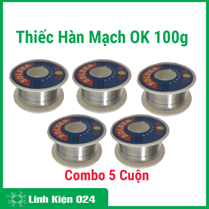 Combo 5 cuộn thiếc hàn SOLDER - OK 0.8mm mỗi cuộn 100g