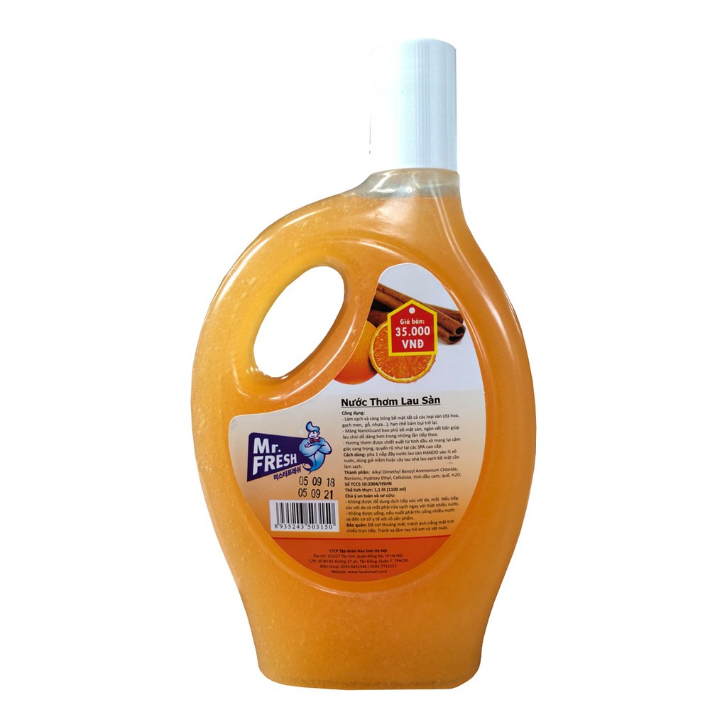 Nước thơm lau sàn Mr.Fresh 1.1L(Chanh xả - Xanh lá)