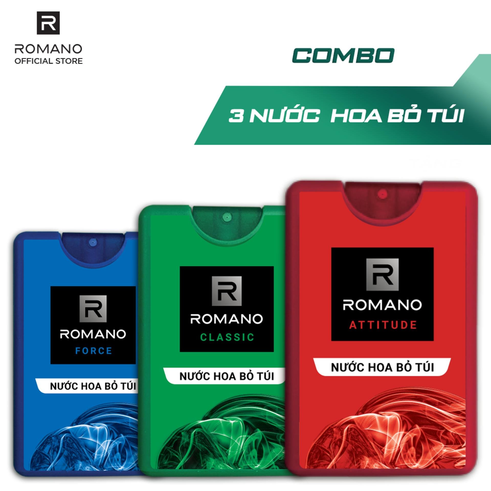 Combo 3 chai Nước Hoa bỏ túi Romano Attitude 18ML