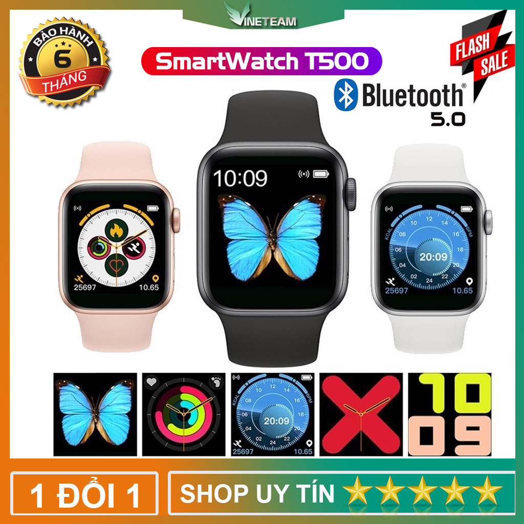 ĐỒNG HỒ THÔNG MINH T500 NGHE GỌI ZALO - SMART WATCH SERIES 5 T500 - Thay được hình nền -Thiết kế thời thượngthông minh - Chống nước - Gọi điện nghe nhạc trực tiếp - Thông báo tin nhắn