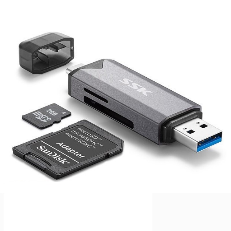 Đầu đọc thẻ nhớ đa năng SSK SCRM390 TypeC & USB 3.0 - đọc thẻ SD/TF Card (Xám) Phụ kiện 1986