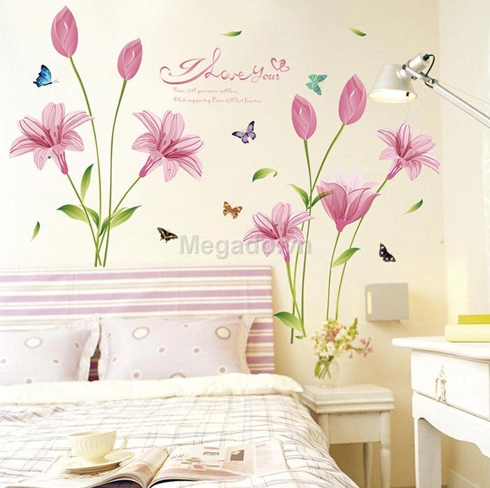 Decal tranh dán tường hoa ly hồng