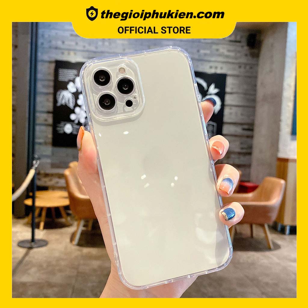 Ốp lưng iphone trong suốt cạnh vuông bảo vệ camera dành cho ip 6 6s 7 8 SE X XS 11 12 13 14 Plus Pro Max - u196