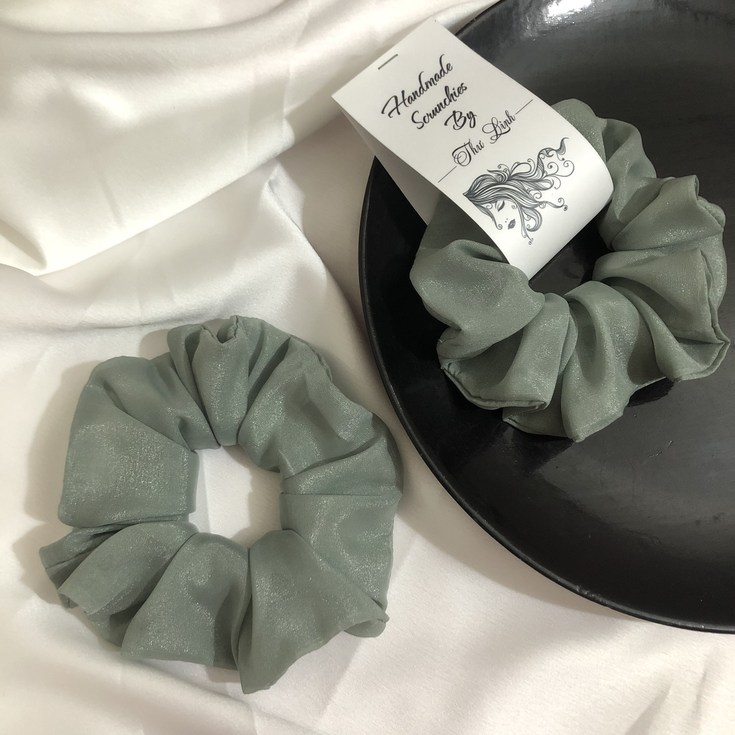 Scrunchies dây buộc tóc, cột tóc lụa óng cao cấp