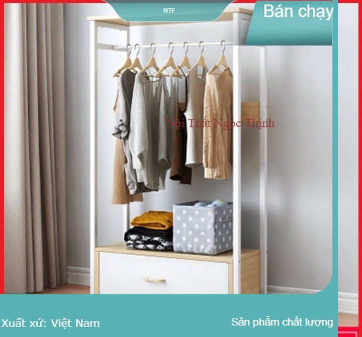 Tủ trống khung thép mặt gỗ MDF ngang 90cm- Tủ treo quần áo- Tủ quần áo gỗ