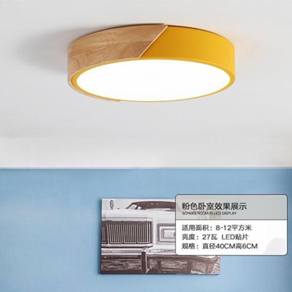 Đèn ốp trần Led gỗ 5 màu hiện đại cao cấp