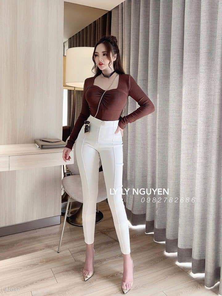 Quần Jeans gân giữa siêu ôm, siêu co giãn