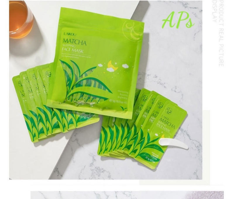 Mặt nạ ngủ Matcha Mud Mask Laikou dưỡng da trà xanh - 45ml và 3ml.