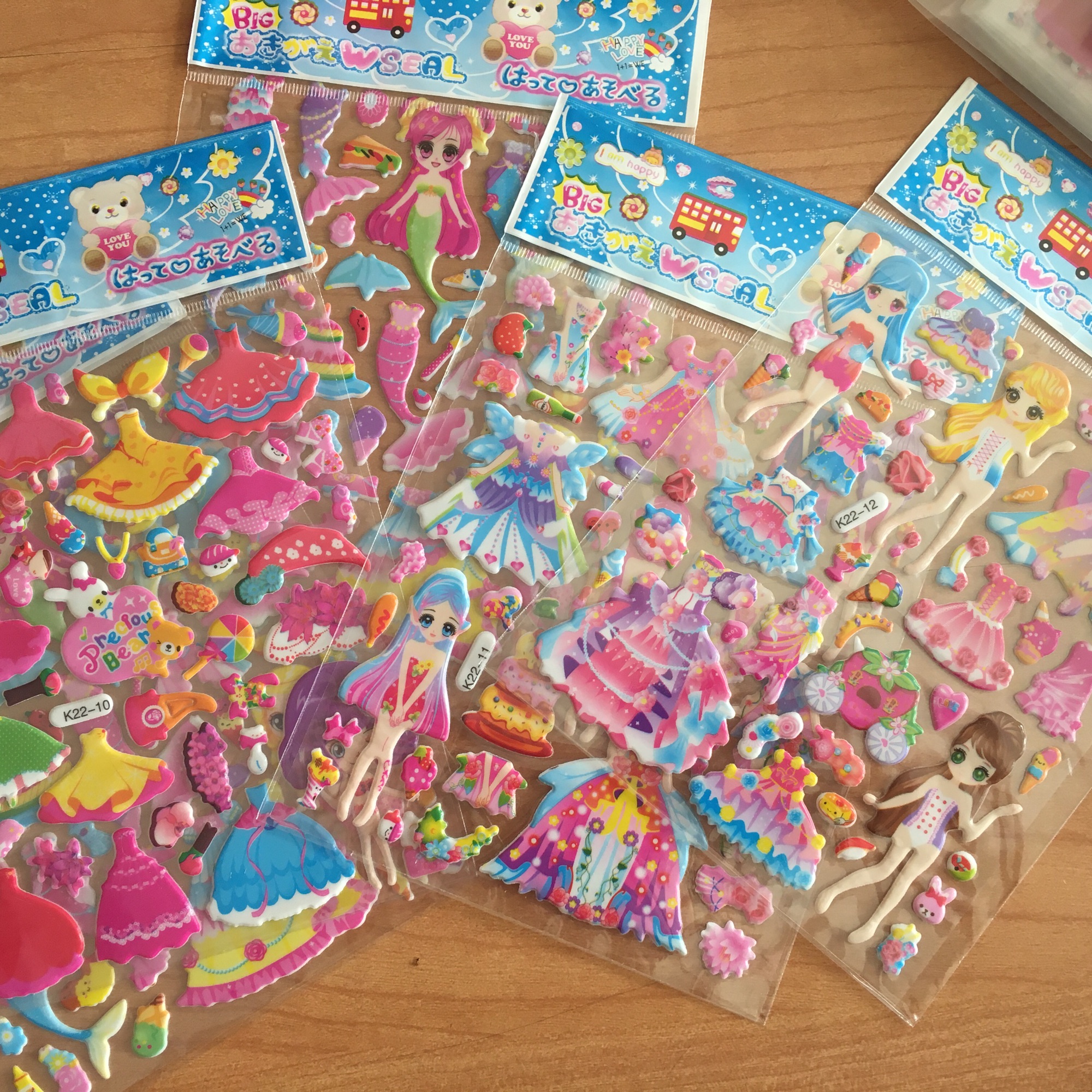 [HCM]Set 10 bộ Sticker dán nổi 3D búp bê