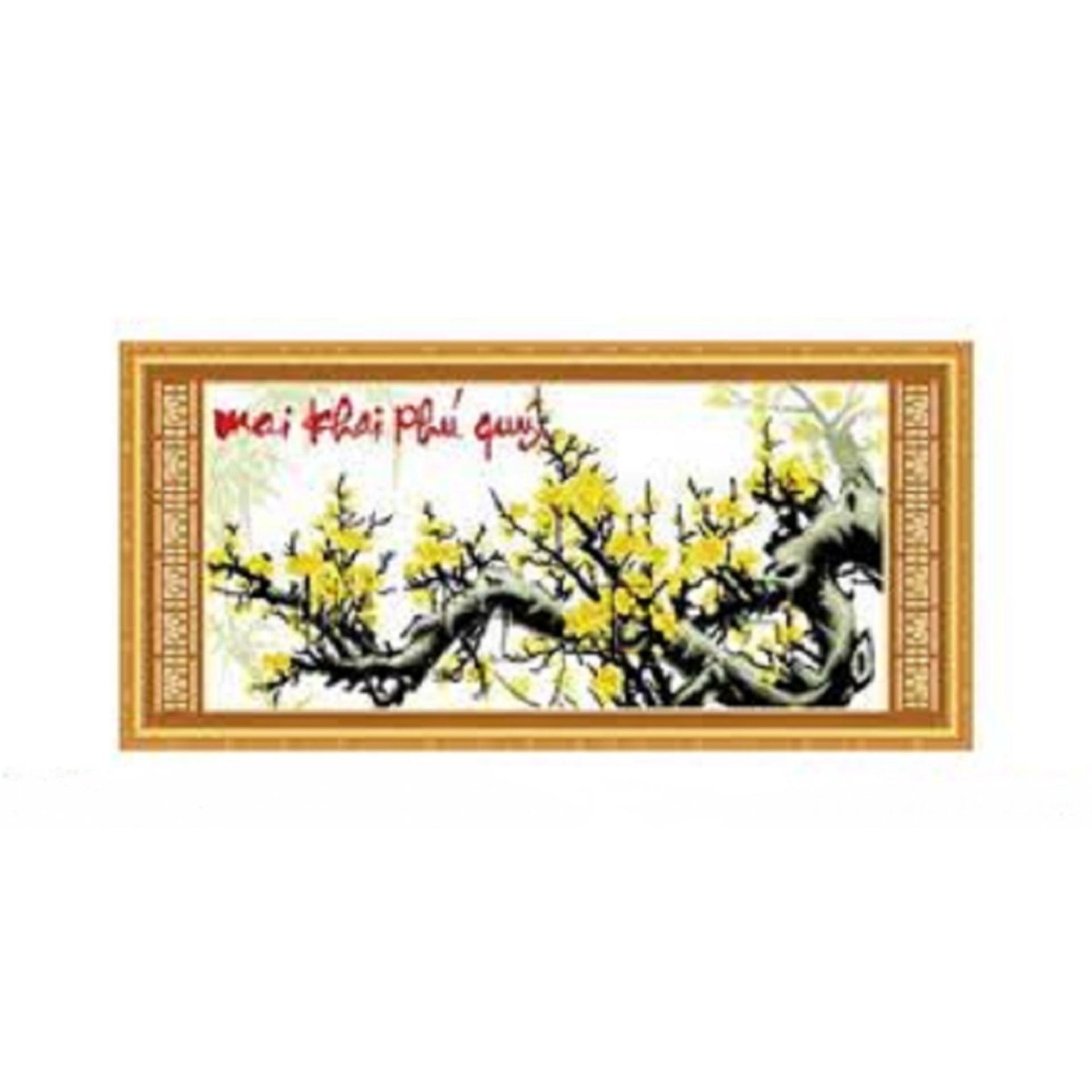 Tranh thêu mai khai phú quý hoa mai - lv3246