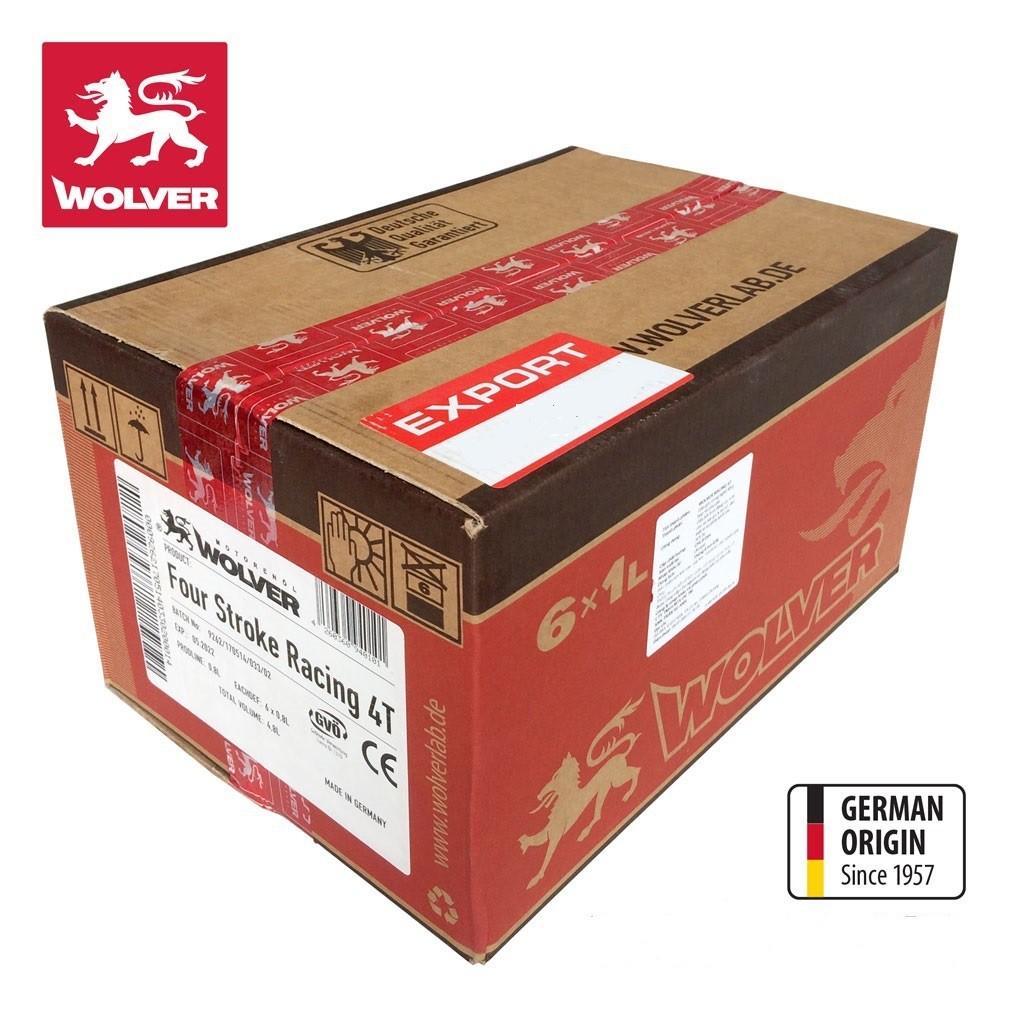 Combo Thùng 6 Lon Nhớt Wolver Racing 4T tổng hợp 10W40 800ml -dùng cho xe số cao cấp xe Exciter, Winner, Wave S, mô tô PKL, nhớt nhập chính hãng, nhập khẩu Đức