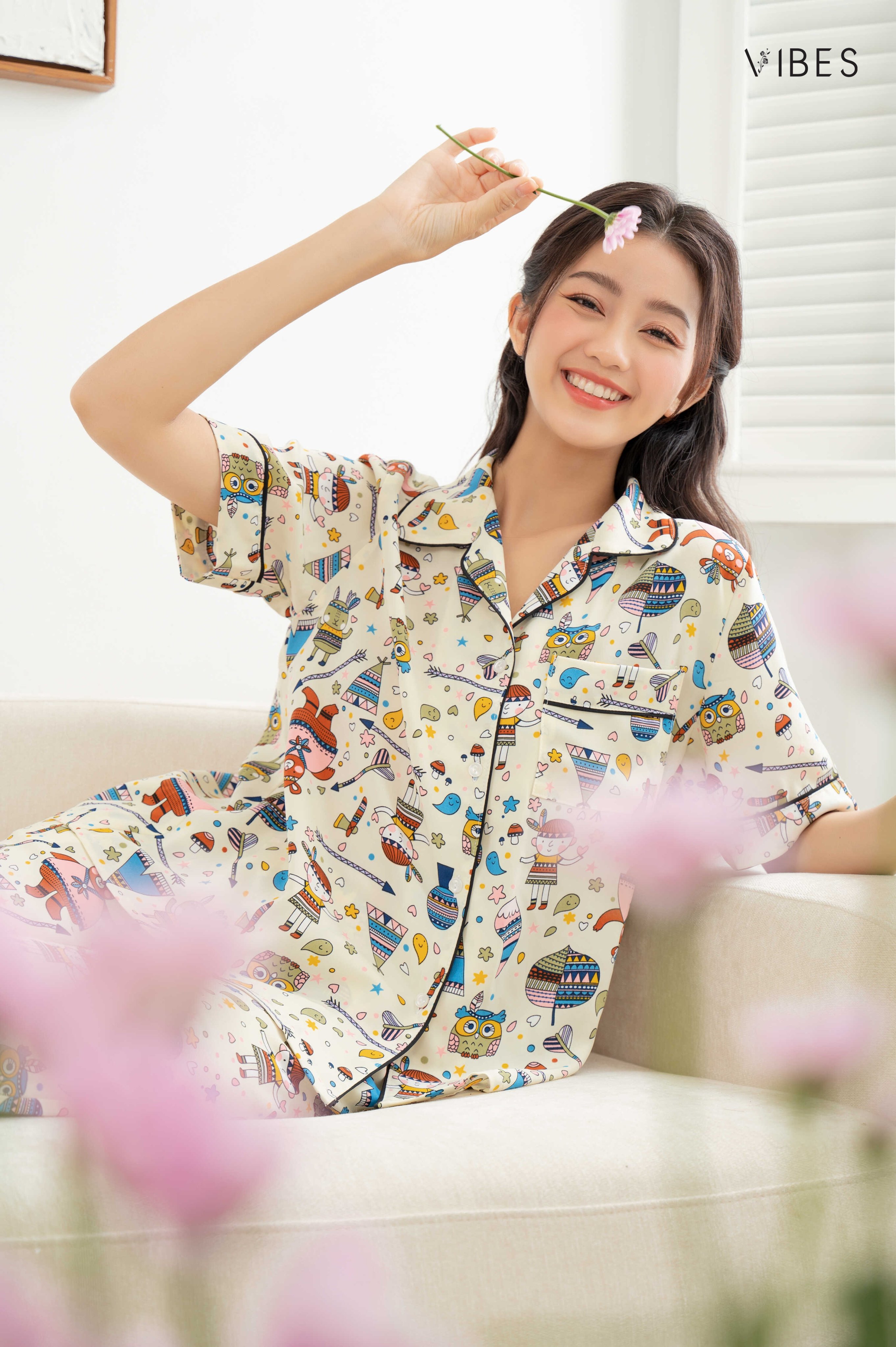 VIBES Pijama lửng Owl Capri Py Set