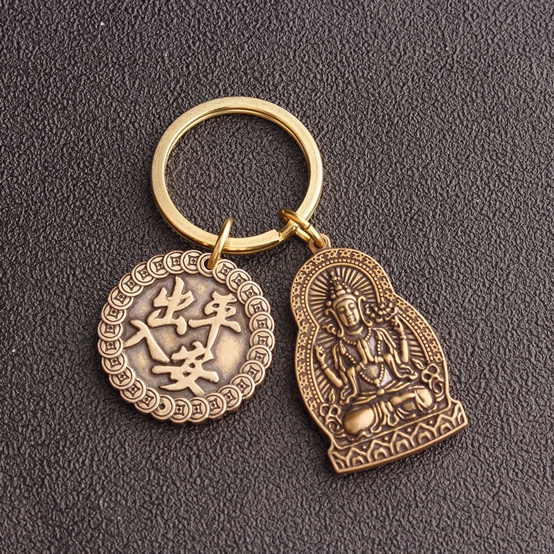 Móc khoá phong thuỷ phật bà thiết kế đồng thau