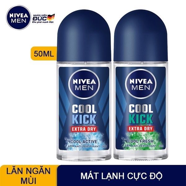 Lăn ngăn mùi NIVEA MEN Cool Kick Mát Lạnh Thơm năng động (50ml/chai)