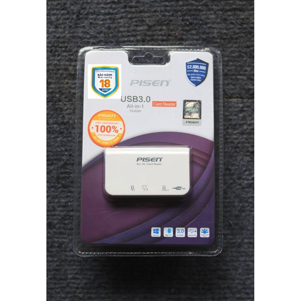 ˂PATECH˃ Đầu đọc thẻ đa năng PISEN All-in-one USB 3.0