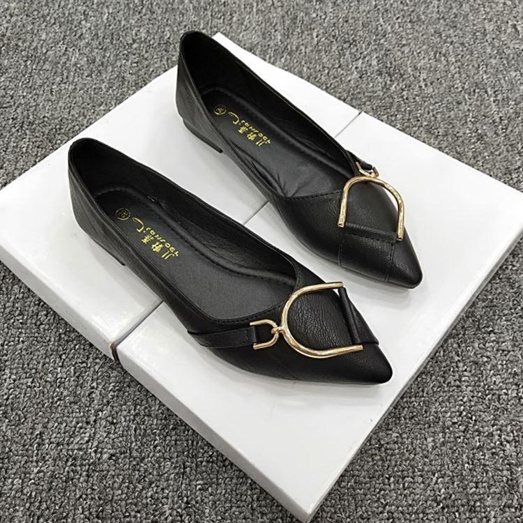 Giày búp bê nơ khóa D bệt nhọn Rosa BB-0164