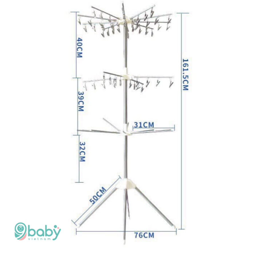 Cây phơi đồ đa năng inox loại 56 kẹp