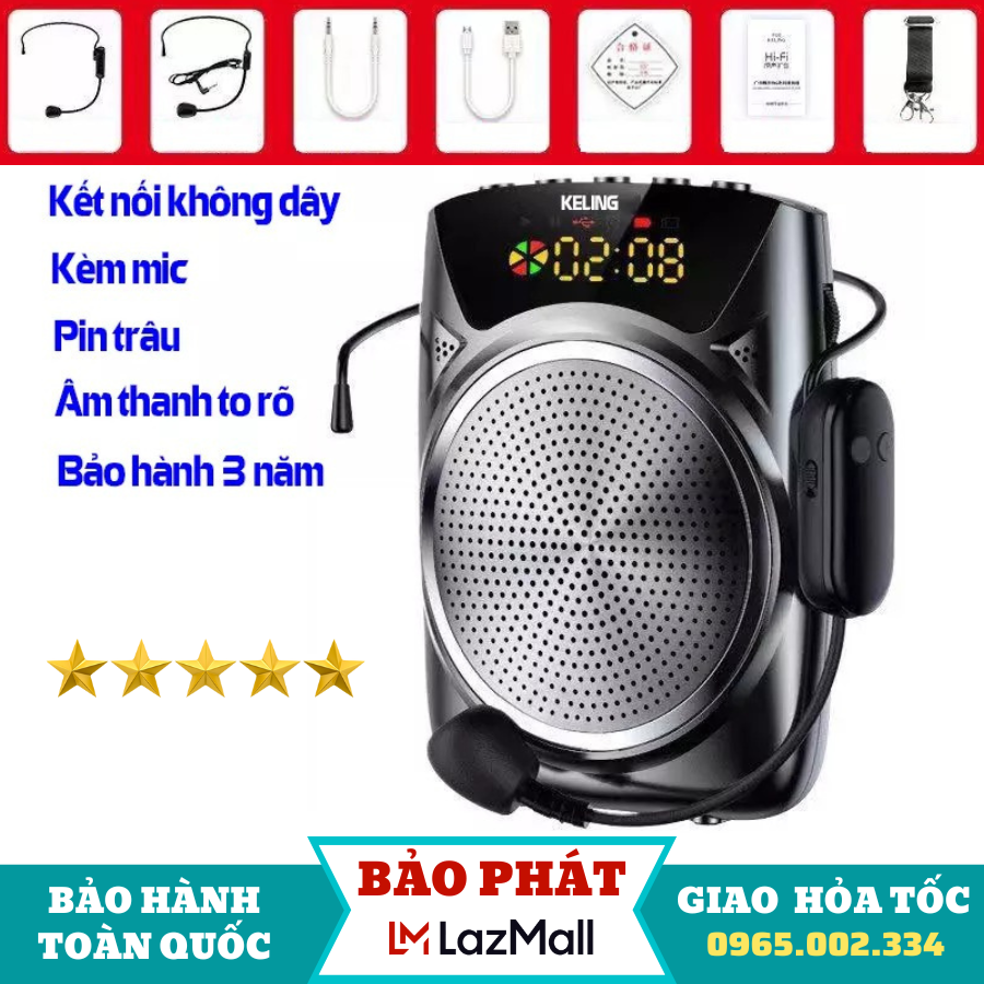 Loa trợ giảng ,máy trợ giảng ,máy trợ giảng không dây ,máy trợ giảng cho giáo viên, loa giảng dạy, Mic trợ giảng Keling Loại xịn kèm 3 Mic cho Giáo viên, Loa to, rõ ràng, dễ sử dụng
