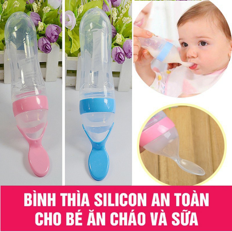 Bình thìa ăn dặm silicon tiện lợi cho bé yêu