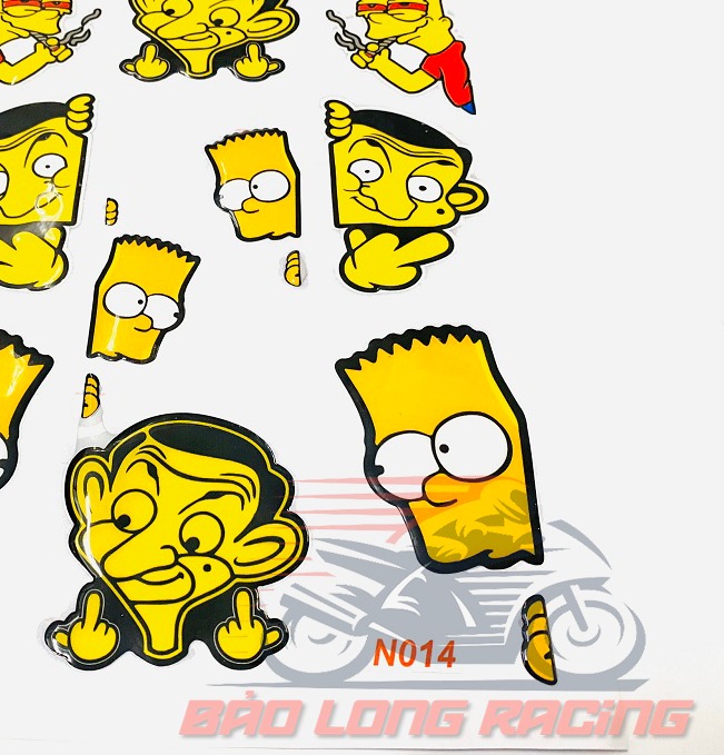 Bộ 10 tem Sticker Simpson Mrbean decal dán siêu đẹp rẻ