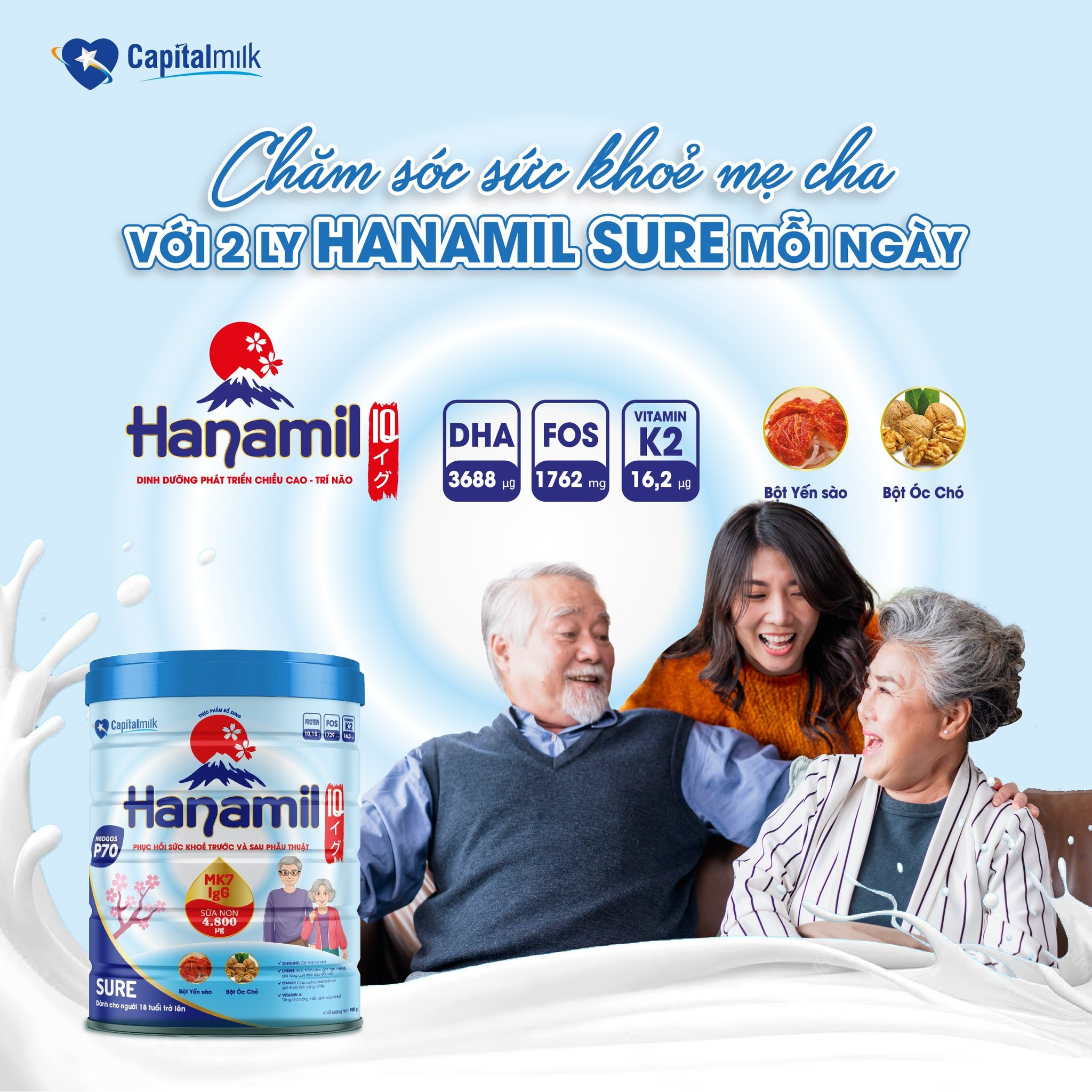 SỮA DINH DƯỠNG HANAMIL SURE - ĐỘT PHÁ CHĂM SÓC SỨC KHỎE