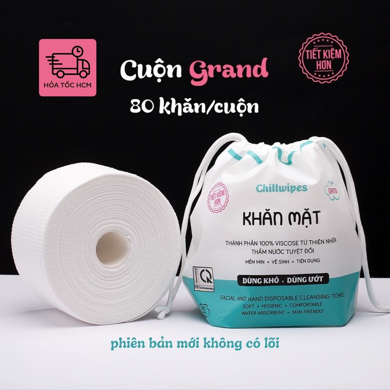 [COMBO 2 cuộn] Khăn mặt khô Chillwipes khăn mặt khô dùng 1 lần